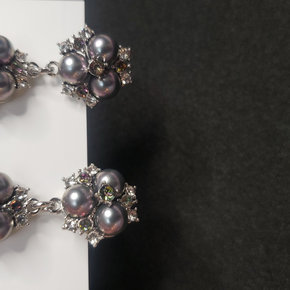 Charter Club Silver and Gray Floral Earrings. NWT - Picture 5 of 9